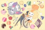  absurdres bare_shoulders battle_chatelaine bell berry_(pokemon) black_gloves black_pantyhose blonde_hair candy candy_cane cat chamooi cheri_berry chesto_berry clefairy closed_eyes colored_skin commentary dress english_commentary eyelashes fang food fork fruit full_body gloves hat high_heels highres lollipop medium_hair multicolored_hair nita_(pokemon) official_art open_mouth oran_berry orange_hair orange_hat pantyhose pecha_berry pillow poke_puff pokemon pokemon_(creature) pokemon_xy purugly shoes simple_background sitrus_berry sleeping sleeveless sleeveless_dress smile soothe_bell spoon stuffed_toy third-party_source tongue tongue_out top_hat two-tone_hair whiskers white_skin yarn yarn_ball yellow_background yellow_dress yellow_shoes 