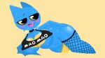 adorabat anthro bat bedroom_eyes big_breasts black_choker black_clothing black_crop_top black_eyes black_jewelry black_necklace black_shirt black_topwear blue_body blue_breasts blue_ears blue_fur blue_wings blush blush_lines bodily_fluids breast_markings breasts cartoon_network choker clothing crop_top digital_drawing_(artwork) digital_media_(artwork) eyelashes fangs female female_anthro fishnet_clothing fishnet_leggings fishnet_legwear fur glistening glistening_breasts glistening_thighs half-closed_eyes heart_(marking) jewelry leggings legwear lineless looking_aside lying mammal mao_mao:_heroes_of_pure_heart markings membrane_(anatomy) membranous_wings multicolored_breasts name_on_clothing narrowed_eyes navel necklace noseless on_side open_mouth open_smile pangotime pegleg pink_blush pink_tongue seductive shirt simple_background smile solo sweat sweaty_arms sweaty_body sweaty_breasts sweaty_face sweaty_legs sweaty_thighs sweaty_wings tan_background teeth text text_on_clothing text_on_crop_top text_on_topwear thick_thighs tongue topwear two_tone_breasts wide_hipped_anthro wide_hipped_female wide_hips winged_arms wings yellow_markings yellow_sclera