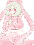  akina_(schism) bad_id bad_pixiv_id front_ponytail green_hair kagiyama_hina ribbon smile solo touhou 