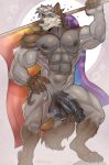 abs absurd_res anthro arcori arm_tuft balls biceps big_balls big_biceps big_muscles big_pecs big_penis black_balls black_claws black_nipples black_nose black_penis brown_body brown_fur canid canine canis claws deltoids digital_media_(artwork) erection feet fingers flag flag_(object) fluffy fluffy_tail forearm_muscles foreskin fur genitals green_eyes grey_body grey_fur grey_hair hair hand_on_hip hi_res holding_flag holding_object huge_balls huge_muscles huge_penis humanoid_genitalia humanoid_penis inner_ear_fluff looking_at_viewer male mammal markings muscular muscular_anthro muscular_calves muscular_legs muscular_male muscular_thighs neck_muscles nipples nude obliques pecs penis pride_color_flag quads raised_arm sadmishutka_(artist) serratus shoulder_tuft simple_background smile solo standing tail teeth thick_penis thick_thighs toes toothy_grin triceps tuft vein veiny_penis wolf