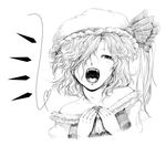  face fangs fingernails flandre_scarlet greyscale hair_over_one_eye hands harusame_(unmei_no_ikasumi) hat heart long_fingernails monochrome open_mouth short_hair side_ponytail solo teeth touhou upper_body wings 