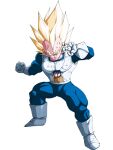  1boy armor blonde_hair blue_bodysuit bodysuit boots dragon_ball dragon_ball_z gloves male_focus muscular muscular_male neophyte_illust saiyan_armor simple_background solo spiked_hair super_saiyan super_saiyan_1 vegeta white_armor white_background white_boots white_gloves 