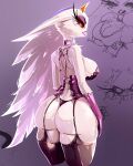 aleidom anatid anseriform anserinae anthro avian avian_demon big_breasts big_butt biped bird black_clothing black_legwear black_lingerie black_stockings breasts butt choker cleavage clothed clothing corset demon eyelashes feather_hair feathers female garter_straps helluva_boss hi_res huge_breasts huge_butt jewelry legwear lingerie long_eyelashes makeup mascara mature_female necklace pseudo_hair rear_view red_eyes small_waist solo standing stella_(helluva_boss) stockings swan thick_thighs thong topwear underwear white_body white_feathers