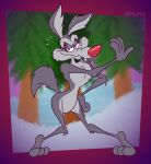 2025 3_toes 4_fingers alternate_version_at_paywall anthro arched_back arm_tuft athletic belly bent_ear biped black_eyes blurred_background brown_body brown_fur canid canine canis chest_tuft colored curling_tail curvy_figure digital_drawing_(artwork) digital_media_(artwork) ear_tuft elbow_tuft evergreen_tree evil_grin eyebrows fangs feet fingers fist_on_own_hip flat_colors forest forest_background fur gavanzude glance grey_belly grey_body grey_eyebrows grey_fur grinning_at_viewer half-closed_eyes hand_on_hip hand_on_own_hip head_tuft hi_res humanoid_feet humanoid_hands humanoid_heel knee_tuft knock-kneed leg_tuft lines_drawn looney_tunes male mammal mischievous mischievous_smile multicolored_body multicolored_fur narrowed_eyes nature nature_background nude one_ear_up outside paws pecs pine_tree pinup plant plantigrade pose puffed_cheeks raised_heel raised_tail ralph_e._wolf red_nose shoulder_tuft signature skinny small_waist smile smiling_at_viewer smirk smirking_at_viewer snow solo standing standing_on_toes tail teeth tiptoes toes tree tuft two_tone_body two_tone_fur warner_brothers wasp_waist white_sclera wide_hips winter wolf