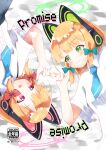  2girls absurdres animal_ear_headphones animal_ears black_skirt blonde_hair blue_archive blue_necktie blunt_bangs blush bow breasts buttons cat_ear_headphones cat_ears closed_mouth collared_shirt commentary_request content_rating cover cover_page doujin_cover dress_shirt english_text eye_contact fake_animal_ears green_bow green_eyes green_halo hair_bow halo headphones heart highres looking_at_another low-tied_sidelocks master_(momitai7) medium_hair midori_(blue_archive) momoi_(blue_archive) multiple_girls necktie no_jacket open_mouth parted_bangs pink_eyes pink_halo pinky_swear red_bow rotational_symmetry school_uniform shirt shirt_tucked_in short_necktie short_sleeves siblings sidelocks sisters skirt small_breasts smile suspender_skirt suspenders twins upper_body white_shirt 