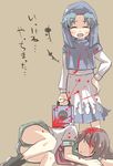  blood bloody_clothes bloody_hair closed_eyes dying game_console gamecube gaoo_(frpjx283) hand_on_hip hood hoodie injury kumoi_ichirin lying multiple_girls murasa_minamitsu no_eyes open_mouth smile touhou translated 