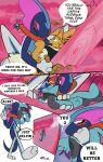 2025 2_tails 5_panel_comic absurd_res accessory ambiguous_gender anthro biped black_cape black_clothing black_eyes black_nose black_text blue_body brown_body brown_fur brown_hair buizel cape clenched_teeth clothing comic dialogue eevee english_text eye_patch eyelashes eyes_closed eyewear feral fingers fluffy fluffy_tail fur generation_1_pokemon generation_4_pokemon generation_8_pokemon group hair headband hi_res inteleon looking_at_another multi_tail neck_tuft nintendo open_mouth open_smile pawpads paws pokemon pokemon_(species) pokemon_mystery_dungeon pupils quadruped question_mark riolu robe sharp_teeth shiny_pokemon smile speech_bubble spike_chunsoft tail talking_to_another teeth text tongue tuft virmir_(character) walking white_sclera yellow_eyes zinc_(zincxiron) zincxiron