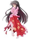  1girl alphes_(style) black_hair blush closed_eyes closed_mouth collar commentary_request dairi defeat frilled_collar frills full_body highres houraisan_kaguya large_variant_set long_hair parody pink_shirt red_skirt shirt skirt socks solo style_parody sweatdrop tachi-e torn_clothes torn_shirt torn_skirt touhou transparent_background variant_set white_collar white_socks wide_sleeves 