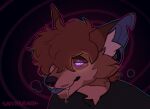 animated anthro black_background blep bodily_fluids brown_body brown_fur brown_hair canid canine clothing drooling facial_hair fox fur hair hypnosis hypnotic_eyes male mammal mind_control notched_ear purple_background saliva shirt simple_background sinisterheaven solo tan_body tan_fur tongue tongue_out topwear