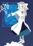 bow dress hair_bow melty_blood pointy_ears red_eyes ribbon silver_hair smile solo tsukihime wanyuwa white_hair white_len 
