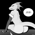 animal_humanoid anthro argonian bethesda_game_studios black_and_white breasts butt claws deadmann dragon dragon_humanoid feet female finger_claws genitals hi_res humanoid karma_(deadmann) knife microsoft monochrome mythological_creature mythological_scalie mythology nudist oblivion reptile scalie side_boob smug solo tail the_elder_scrolls tongue vulva