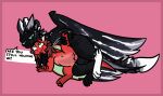 2025 abdominal_bulge aliasing animal_genitalia balls bizr black_body black_scales claws digital_drawing_(artwork) digital_media_(artwork) dragon duo english_text erection european_mythology feet female female_penetrated feral feral_on_feral feral_penetrated feral_penetrating from_behind_position genitals green_eyes hair hi_res holding_leg horn internal internal_vaginal knot knotted_penis knotting large_penetration larger_male lying male male/female male_penetrating mythological_creature mythological_scalie mythology nervous_smile nude open_mouth orion_(bizr) penetration penile penile_penetration penis red_body red_scales scales scalie sex simple_background size_difference smaller_female smile spoon_position spooning spread_legs spread_vulva spreading tail text tulip_(tulipsanddragons) vaginal vaginal_penetration vulva western_dragon wings