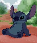 2025 4_fingers 4_toes alien ambiguous_gender anthro biped black_eyes blue_body blue_claws blue_fur blue_pawpads chest_tuft claws dated digital_drawing_(artwork) digital_media_(artwork) disney experiment_(lilo_and_stitch) feet fingers fur head_tuft hi_res lilo_and_stitch looking_at_viewer miluri notched_ear pawpads purple_inner_ear signature smile solo stitch_(lilo_and_stitch) toes tuft