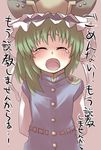  ^_^ arms_behind_back blush closed_eyes commentary crying gaoo_(frpjx283) green_hair hat open_mouth shiki_eiki solo tears touhou translated 
