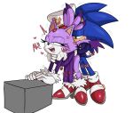 2025 alternate_costume anthro bite blaze_the_cat clothed clothing coat domestic_cat dress duo eulipotyphlan felid feline felis female footwear from_behind_position gloves green_eyes guillion half-closed_eyes hand_on_neck handwear hat headgear headwear hedgehog hero hi_res high_heels humping looking_pleasured male male/female mammal moan narrowed_eyes panties panties_down partially_clothed princess royalty sega sex shlick shoes sonic_the_hedgehog sonic_the_hedgehog_(series) tail tail_bite tail_in_mouth text the_murder_of_sonic_the_hedgehog thrust_lines thrusting topwear underwear underwear_down yellow_eyes