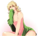  bad_id bad_pixiv_id barnaby_brooks_jr blonde_hair bottomless chest glasses green_eyes long_hair maco_latte male_focus open_clothes open_mouth open_shirt shirt solo tiger_&amp;_bunny 