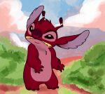 2025 3_toes 4_fingers alien ambiguous_gender angry antennae_(anatomy) anthro biped black_eyes chest_tuft claws clenched_teeth dated digital_drawing_(artwork) digital_media_(artwork) disney experiment_(lilo_and_stitch) feet fingers fur head_tuft leroy_(lilo_and_stitch) lilo_and_stitch male_(lore) miluri multicolored_antennae outside pawpads purple_inner_ear red_body red_claws red_fur red_nose red_pawpads signature solo teeth toes tuft yellow_teeth