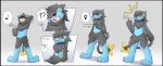 2023 absurd_res ambiguous_gender animate_inanimate anthro biped black_body black_border black_hair black_markings blue_body blue_ears blush border chest_tuft clothed clothing colored crotch_tuft english_text female_(lore) fur gender_transformation generation_4_pokemon glistening glistening_body goo-connected_lips hair hi_res human_to_anthro john_(swack16) kirara_(swack16) latex latex_clothing latex_hoodie leg_markings living_clothing looking_at_hand looking_at_own_hand luxray male_(lore) markings motion_lines mtf_transformation multicolored_body nervous nintendo nude open_mouth pokemon pokemon_(species) red_sclera simple_background smile socks_(marking) solo species_transformation speech_bubble standing suit_transformation surprise tail text transformation transformation_sequence tuft wolferion yellow_inner_ear yellow_markings