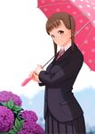  bad_id bad_pixiv_id flower hydrangea nanahime necktie original school_uniform solo twintails umbrella 