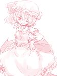  akina_(schism) bad_id bad_pixiv_id hat monochrome one_eye_closed remilia_scarlet smile solo touhou 