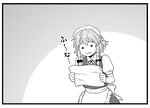  :3 braid comic greyscale itou_yuuji izayoi_sakuya maid_headdress monochrome paper short_hair solo touhou translated twin_braids 