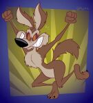 2025 3_toes 4_fingers abstract_background alternate_version_at_paywall anthro arched_back arched_foot arched_soles arm_tuft athletic back_tuft belly bent_legs biped black_nose black_toe_claws brown_body brown_fur butt canid canine canis casual_nudity chest_tuft clenched_teeth colored coyote curling_toes curvy_figure digital_drawing_(artwork) digital_media_(artwork) elbow_tuft excited eyebrows eyes_closed fangs feet fingers fist flat_colors fur gavanzude head_tuft hi_res humanoid_heel jumping knee_tuft leg_tuft lines_drawn looney_tunes male mammal multicolored_body multicolored_fur nude open_mouth open_smile paws pecs pinup plantigrade pose raised_arms raised_fist raised_hand sharp_teeth shoulder_tuft signature skinny small_waist smile solo tan_belly tan_body tan_eyebrows tan_fur teeth toes tuft two_tone_body two_tone_fur warner_brothers wasp_waist wide_hips wile_e._coyote