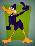 2023 3_toes 4_fingers anatid angry anseriform anthro arched_back arm_tuft athletic athletic_anthro athletic_male avian beak biped bird black_body black_feathers casual_nudity chest_tuft clenched_teeth colored curvy_figure daffy_duck digital_drawing_(artwork) digital_media_(artwork) duck feathers feet fingers fist flat_colors gavanzude gesture glance glaring_at_viewer hand_gesture head_tuft hi_res humanoid_hands humanoid_heel looking_at_viewer looney_tunes male membrane_(anatomy) nude orange_beak orange_bill orange_legs pecs pinup plantigrade pose puffed_out_chest raised_finger raised_index_finger scut_tail short_tail shoulder_tuft signature small_waist solo standing tail teeth toes tuft warner_brothers wasp_waist webbed_feet wide_hips