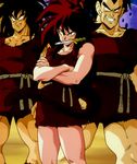  2_boys 2boys dragon_ball dragonball_z multiple_boys skirt smile weapon 