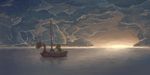  bad_id bad_pixiv_id boat cloud hat horizon kuruuya link ocean reflection sailboat scenery sunset the_king_of_red_lions the_legend_of_zelda the_legend_of_zelda:_the_wind_waker toon_link watercraft wind 