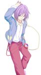  alternate_costume broken_heart contemporary dress_shirt eyeball genderswap genderswap_(ftm) heart jewelry komeiji_satori lv21 male_focus necklace purple_eyes purple_hair shirt solo third_eye touhou 