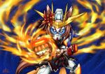  animal_ears blue_eyes brown_eyes brown_hair clenched_hand commentary fire glowing gundam gundam_build_fighters gundam_build_fighters_try hair_between_eyes hashtag-only_commentary horse_ears horse_girl horse_tail looking_at_viewer mayohi_neko mecha mecha_focus multicolored_hair pinwheel_hair_ornament robot school_uniform science_fiction sd_gundam short_hair solo streaked_hair tail try_burning_gundam umamusume yaeno_muteki_(umamusume) 