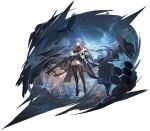  1girl absurdres aircraft airplane artist_request azur_lane bare_shoulders bird black_gloves black_shirt black_thighhighs blue_hair boots breasts crop_top crossbow eagle essex_(azur_lane) essex_(retrofit)_(azur_lane) flight_deck floating_hair framed_breasts full_body gloves hair_between_eyes highres holding holding_crossbow holding_weapon honeycomb_(pattern) jacket large_breasts lens_flare long_hair long_sleeves looking_at_viewer machinery multicolored_jacket night non-web_source off_shoulder official_art open_clothes open_jacket orange_eyes partially_fingerless_gloves rigging see-through_clothes shirt shoes sidelocks skindentation sleeveless sleeveless_shirt solo standing symbol-shaped_pupils taut_clothes taut_shirt thighhighs thighs transparent_background twintails two-sided_fabric two-sided_jacket very_long_hair weapon weapon_case wide_sleeves 