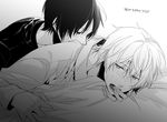  durarara!! gradient gradient_background heiwajima_shizuo male_focus monochrome multiple_boys orihara_izaya ryugo_(artist) yaoi 