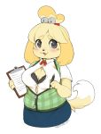  animal_crossing big_breasts blush bra breasts canine cleavage clothed clothing dipstick_tail dog female hair_ornament invalid_tag isabelle_(animal_crossing) mammal multicolored_tail nintendo pen remivalism shih_tzu slightly_chubby solo underwear video_games 
