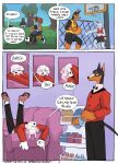  2025 absurd_res anthro ball basketball basketball_(ball) basketball_hoop biped bottomwear bow_tie canid canine canis clip_studio_paint_(artwork) clothing coat dialogue digital_media_(artwork) dobermann domestic_dog duo english_text eulipotyphlan felid handwritten_text hedgehog hi_res lagomorph leporid lion male mammal martindosent matthias_(martindosent) page_number pantherine pinscher plant rabbit red_clothing red_coat red_topwear sebastian_(martindosent) shorts soccer speech_bubble sport sportswear tail text topwear tree uniform white_body 