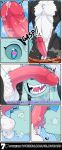 absurd_res after_transformation anthro anthro_penetrating artifact_the_fox ball_suck balls big_penis black_body black_fur black_hair blue_body blue_fur blue_hair blue_nose bodily_fluids bottomwear brainwashing breath canid canine clothing cloud comic corruption dawn_(pokemon) dialogue dominant dominant_male dripping duo eeveelution erection fellatio female fox fur generation_4_pokemon genital_fluids genitals glaceon glowhorn hair hat headgear headwear heart_eyes heart_pupils heart_symbol hi_res hypnosis imminent_sex licking long_ears male male/female mammal mind_alteration mind_control nintendo nude open_mouth oral panting penetration penile penis penis_lick penis_on_face pokemon pokemon_(species) precum saliva saliva_drip saliva_on_balls saliva_on_penis saliva_on_tongue saliva_string sex sharp_teeth shorts smile steam submissive submissive_female sucking sweat talking_to_another teeth throbbing throbbing_penis tongue tongue_out transformation white_body white_fur