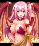  animal_ears breasts fangs heart junrei_(nyorori) large_breasts long_hair nyorori_(tatsutaage) open_mouth original pink_hair purple_eyes slit_pupils solo 