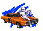  blue_eyes breasts car diamond diamond_(character) ear_piercing equine female hair kadath legs looking_at_viewer mammal multi-colored_hair muscle_car nude piercing pussy sitting solo spread_legs spreading tail zebra 