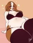  &lt;3 anthro belly big_breasts bra breasts buxbi canine clothing dog female legwear mammal panties seductive slightly_chubby solo thick_thighs underwear wide_hips 