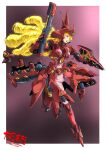  1girl armor beam_rifle blonde_hair blue_eyes boots breasts char's_counterattack energy_gun full_body funnels_(gundam) gun gundam headgear helmet highres holding holding_weapon long_hair mecha mecha_musume open_mouth personification robot sazabi science_fiction shield solo taiga_hiroyuki thrusters weapon 