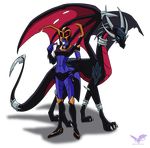  anklet arachnid black blackarachnia collar crossover cynder decepticon_insignia dragon female green_eyes horn jazzthetiger looking_at_viewer machine mechanical purple red_eyes robot spider spyro_the_dragon tail_ring transformers transformers_animated wings 