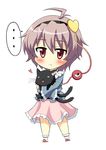  1girl :t ahoge bad_id bad_pixiv_id blush carrying cat chibi eyeball hair_between_eyes hairband heart kaenbyou_rin kaenbyou_rin_(cat) komeiji_satori lavender_hair multiple_tails purple_hair rasahan red_eyes slippers solo tail third_eye touhou 