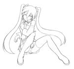  detached_sleeves greyscale hatsune_miku kit_(studio) lineart long_hair monochrome panties skirt solo thighhighs twintails underwear very_long_hair vocaloid 