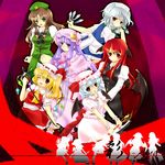  akina_(schism) alternate_hair_color bad_id bad_pixiv_id blonde_hair blue_hair blush brown_hair flandre_scarlet green_eyes hat head_wings hong_meiling izayoi_sakuya koakuma long_hair multiple_girls one_eye_closed patchouli_knowledge purple_eyes purple_hair red_eyes red_hair remilia_scarlet short_hair silver_hair touhou wings 