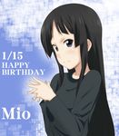  akiyama_mio black_eyes black_hair character_name hands_clasped happy_birthday ikari_manatsu k-on! long_hair own_hands_together solo 