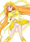  boots bow brooch choker circlet cure_muse_(yellow) eyelashes frills heart jewelry kijinaka_mahiro knee_boots long_hair md5_mismatch orange_hair panties precure purple_eyes ribbon shirabe_ako simple_background skirt skirt_lift smile solo suite_precure twintails underwear white_background white_panties yellow yellow_bow yellow_choker yellow_skirt 