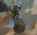  bad_deviantart_id bad_id cat cloud crookedtrees derivative_work fine_art_parody looking_back luna_(my_little_pony) my_little_pony my_little_pony_friendship_is_magic no_humans parody sitting smoke spacesuit steampunk unicorn 