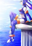  blue_eyes capcom helmet high_heels leviathan leviathan_(megaman) leviathan_(rockman) ocean rockman rockman_zero sea thighhighs 