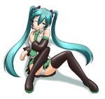  detached_sleeves hatsune_miku kit_(studio) long_hair panties skirt solo striped striped_panties thighhighs twintails underwear very_long_hair vocaloid 