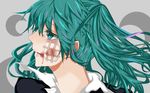  aoi_(husiginokuninoa) bad_id bad_pixiv_id bandages blood colorized green_hair hatsune_miku highres long_hair rolling_girl_(vocaloid) solo vocaloid 